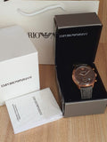 Buy Shop Emporio Armani Zeta Chronograph Brown Dial Gray Fabric Strap Watch for Men - AR1976 USA Online
