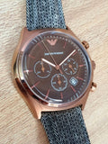 Buy Shop Emporio Armani Zeta Chronograph Brown Dial Gray Fabric Strap Watch for Men - AR1976 USA Online