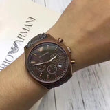Buy Shop Emporio Armani Zeta Chronograph Brown Dial Gray Fabric Strap Watch for Men - AR1976 USA Online