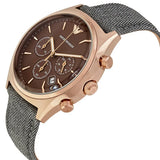 Buy Shop Emporio Armani Zeta Chronograph Brown Dial Gray Fabric Strap Watch for Men - AR1976 USA Online