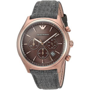 Buy Shop Emporio Armani Zeta Chronograph Brown Dial Gray Fabric Strap Watch for Men - AR1976 USA Online