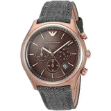 Buy Shop Emporio Armani Zeta Chronograph Brown Dial Gray Fabric Strap Watch for Men - AR1976 USA Online