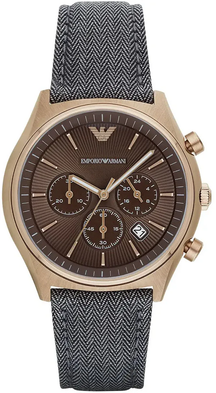 Buy Shop Emporio Armani Zeta Chronograph Brown Dial Gray Fabric Strap Watch for Men - AR1976 USA Online