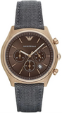 Buy Shop Emporio Armani Zeta Chronograph Brown Dial Gray Fabric Strap Watch for Men - AR1976 USA Online