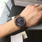 Buy Shop Emporio Armani Zeta Chronograph Gray Dial Brown Leather Strap Watch for Men - AR11080 USA Online