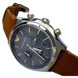 Buy Shop Emporio Armani Zeta Chronograph Gray Dial Brown Leather Strap Watch for Men - AR11080 USA Online