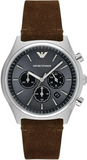 Buy Shop Emporio Armani Zeta Chronograph Gray Dial Brown Leather Strap Watch for Men - AR11080 USA Online