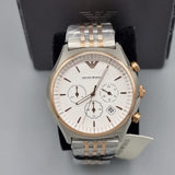 Buy Shop Emporio Armani Zeta Chronograph Quartz White Dial Two Tone Steel Strap Watch For Men - AR1998 USA Online