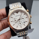 Buy Shop Emporio Armani Zeta Chronograph Quartz White Dial Two Tone Steel Strap Watch For Men - AR1998 USA Online