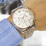 Buy Shop Emporio Armani Zeta Chronograph Quartz White Dial Two Tone Steel Strap Watch For Men - AR1998 USA Online