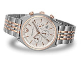Buy Shop Emporio Armani Zeta Chronograph Quartz White Dial Two Tone Steel Strap Watch For Men - AR1998 USA Online