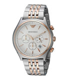 Buy Shop Emporio Armani Zeta Chronograph Quartz White Dial Two Tone Steel Strap Watch For Men - AR1998 USA Online