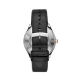 Buy Shop Emporio Armani Zeta Skeleton Automatic Silver Dial Black Leather Strap Watch For Men - AR60018 USA Online
