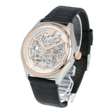 Buy Shop Emporio Armani Zeta Skeleton Automatic Silver Dial Black Leather Strap Watch For Men - AR60018 USA Online