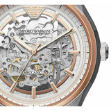 Buy Shop Emporio Armani Zeta Skeleton Automatic Silver Dial Black Leather Strap Watch For Men - AR60018 USA Online
