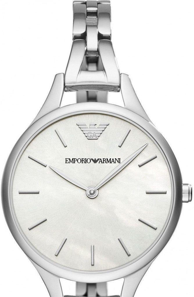 Buy Shop Emporio Armani Aurora Mother Of Pearl White Dial Silver Steel Strap Watch For Women - AR11054 USA Online