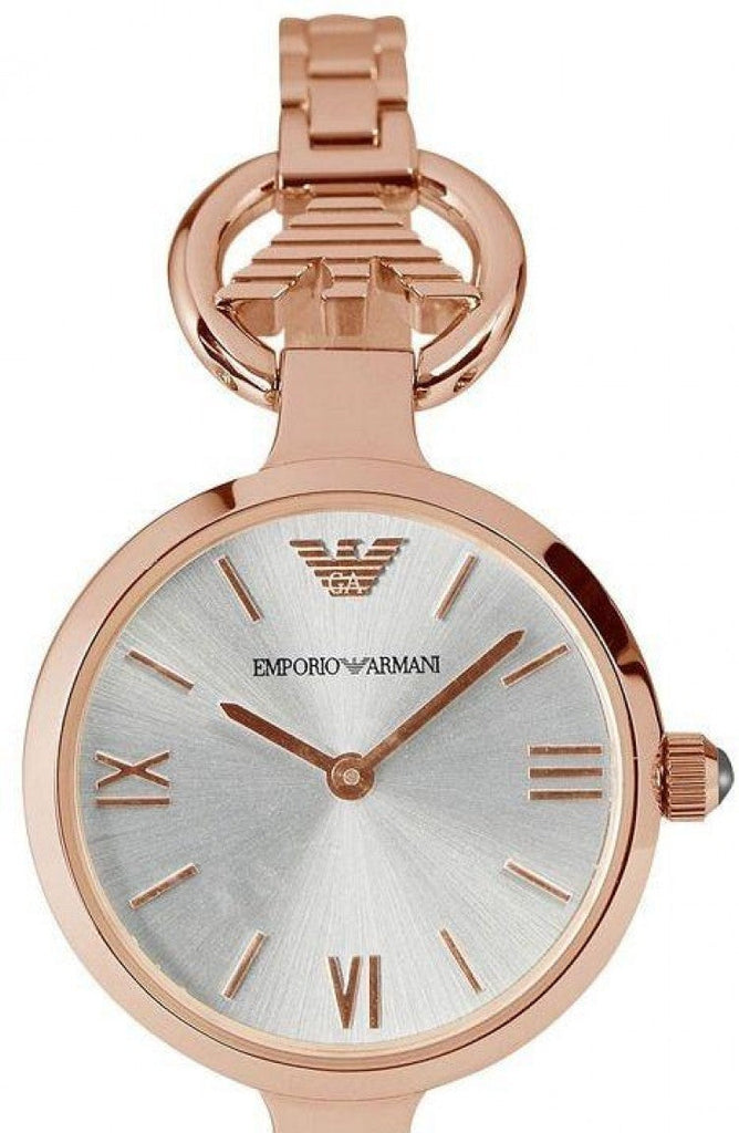 Buy Shop Emporio Armani Retro Quartz Silver Dial Rose Gold Steel Strap Watch For Women - AR1776 USA Online