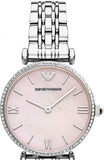 Buy Shop Emporio Armani Gianni T Bar Pink Mother of Pearl Dial Silver Steel Strap Watch For Women - AR1779 USA Online