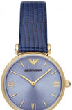 Buy Shop Emporio Armani Gianni T Bar Blue Dial Blue Leather Strap Watch For Women - AR1875 USA Online