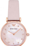 Buy Shop Emporio Armani Gianni T Bar Mother Of Pearl Pink Dial Pink Leather Strap Watch For Women - AR1958 USA Online