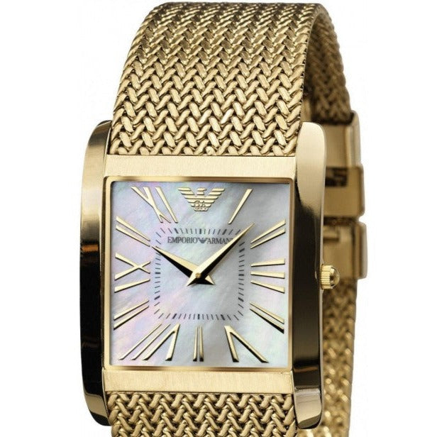 Buy Shop Emporio Armani Mother of Pearl Dial Gold Mesh Bracelet Watch For Men - AR2016 USA Online