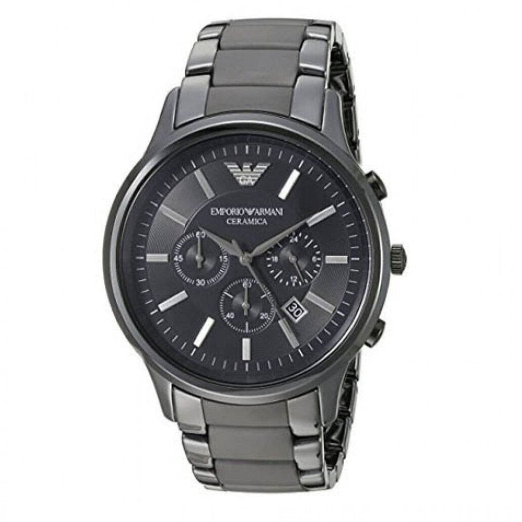 Buy Shop Emporio Armani Ceramica Chronograph Black Dial Black Steel Strap Watch For Men - AR1451 USA Online