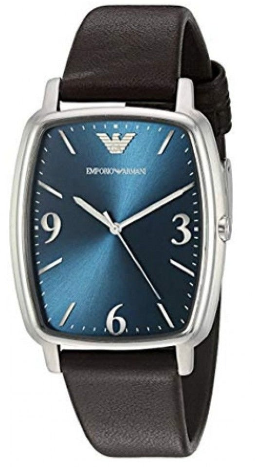 Buy Shop Emporio Armani Retro Quartz Blue Dial Black Leather Strap Watch For Men - AR2491 USA Online