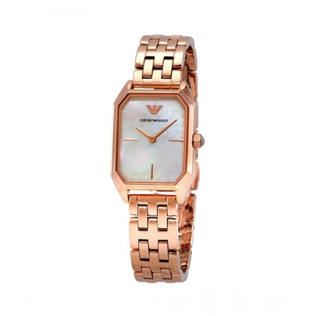 Buy Shop Emporio Armani Giola White Mother of Pearl Dial Rose Gold Steel Strap Watch For Women - AR11147 USA Online