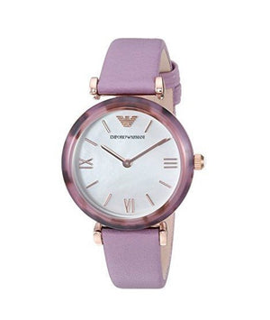 Buy Shop Emporio Armani Gianni Mother of Pearl Dial Purple Leather Strap Watch For Women - AR11003 USA Online