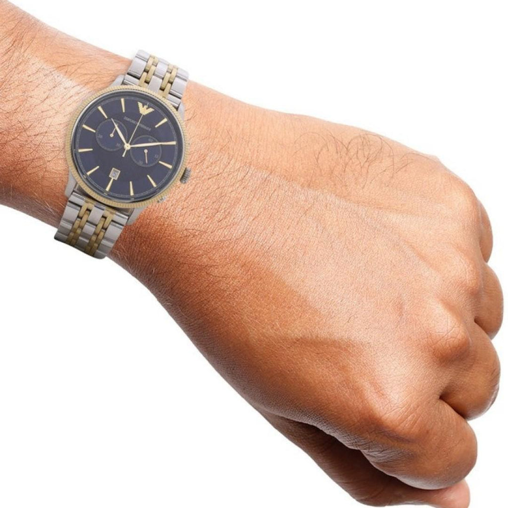 Buy Shop Emporio Armani Classic Blue Dial Two Tone Steel Strap Watch For Men - AR1847 USA Online