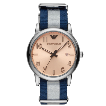 Buy Shop Emporio Armani Luigi Analog Beige Dial Two Tone NATO Strap Watch For Men - AR11212 USA Online