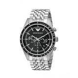 Buy Shop Emporio Armani Tazio Chronograph Black Dial Silver Steel Strap Watch For Men - AR5988 USA Online