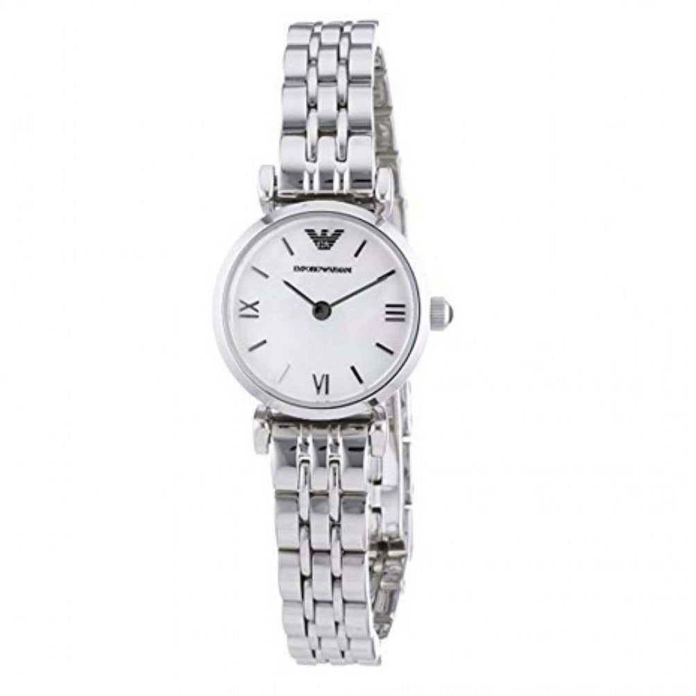 Buy Shop Emporio Armani Gianni T Bar Mother of Pearl Dial Silver Steel Strap Watch For Women - AR1688 USA Online
