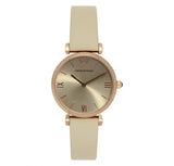 Buy Shop Emporio Armani Gianni T Bar Light Brown Dial White Leather Strap Watch For Women - AR1769 USA Online