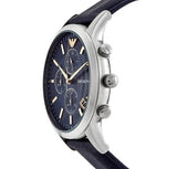 Buy Shop Emporio Armani Renato Chronograph Blue Dial Black Leather Strap Watch For Men - AR11216 USA Online