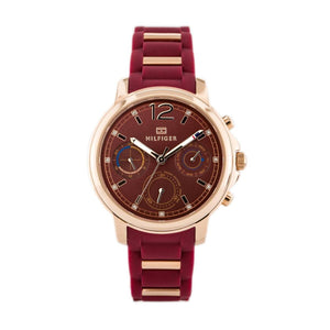 Buy Shop Tommy Hilfiger Claudia Red Dial Two Tone Steel Strap Watch for Women - 1781744 USA Online