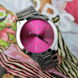 Buy Shop Michael Kors Slim Runway Quartz Pink Dial Silver Steel Strap Watch For Women - MK3291 USA Online