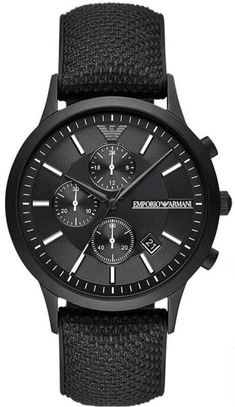 Buy Shop Emporio Armani Renato Chronograph Black Dial Black Nylon Strap Watch For Men - AR11457 USA Online