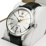 Buy Shop Maserati Epoca White Dial Black Leather Strap Watch For Men - R8851118002 USA Online