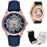 Buy Shop Emporio Armani Meccanico Automatic Blue Dial Blue Leather Strap Watch For Men - AR60050 USA Online