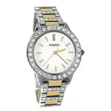 Buy Shop Fossil Jesse Crystals White Dial Two Tone Steel Strap Watch for Women - ES2409 USA Online