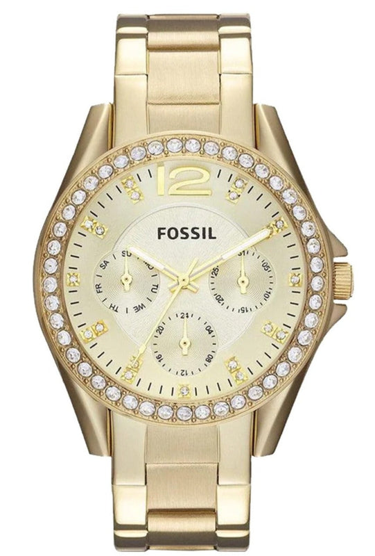 Buy Shop Fossil Riley Gold Dial Gold Steel Strap Watch for Women - ES3203 USA Online
