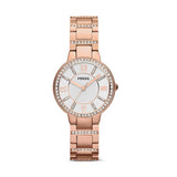 Buy Shop Fossil Virginia White Dial Rose Gold Steel Strap Watch for Women - ES3284 USA Online