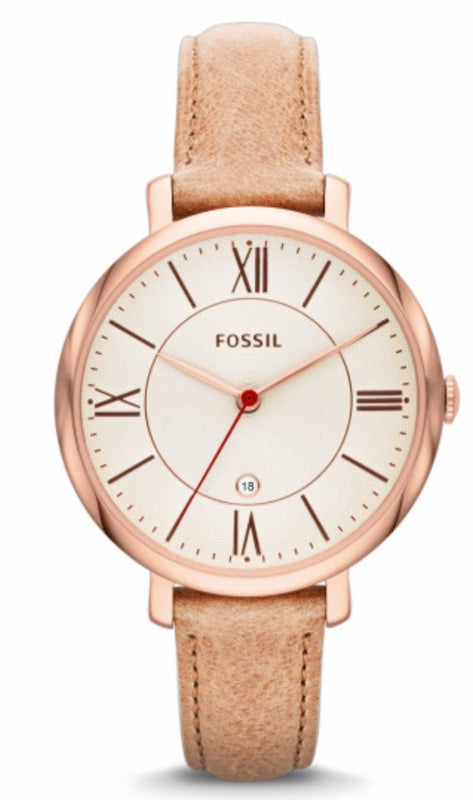 Buy Shop Fossil Jacqueline White Dial Brown Leather Strap Watch for Women - ES3487 USA Online