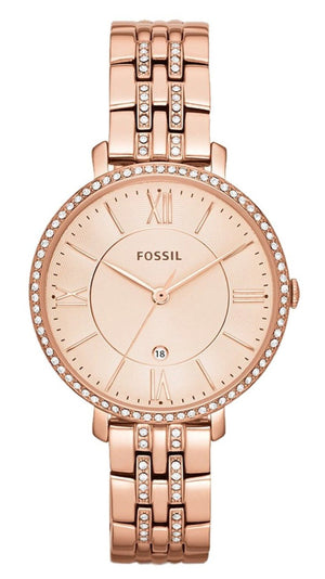 Buy Shop Fossil Jacqueline Rose Gold Dial Rose Gold Steel Strap Watch for Women - ES3546 USA Online