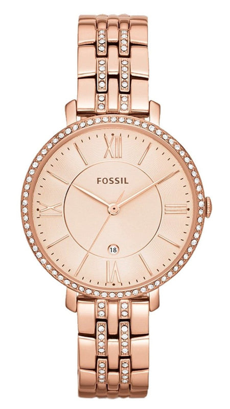 Buy Shop Fossil Jacqueline Rose Gold Dial Rose Gold Steel Strap Watch for Women - ES3546 USA Online