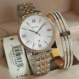 Buy Shop Fossil Jacqueline White Dial Two Tone Steel Strap Watch for Women - ES3634 USA Online