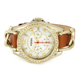 Buy Shop Fossil Riley Multifunction White Dial Orange Leather Strap Watch for Women - ES3723 USA Online