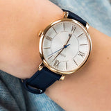 Buy Shop Fossil Jacqueline White Dial Blue Leather Strap Watch for Women - ES3843 USA Online
