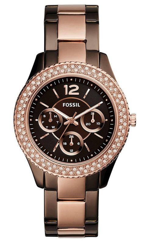 Buy Shop Fossil Stella Multifunction Brown Dial Two Tone Steel Strap Watch for Women - ES4079 USA Online